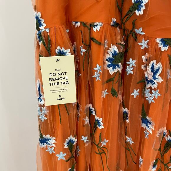NWT Jessakae 3X Serene Floral Dress Orange Floral One Shoulder Embroidered - Picture 9 of 16